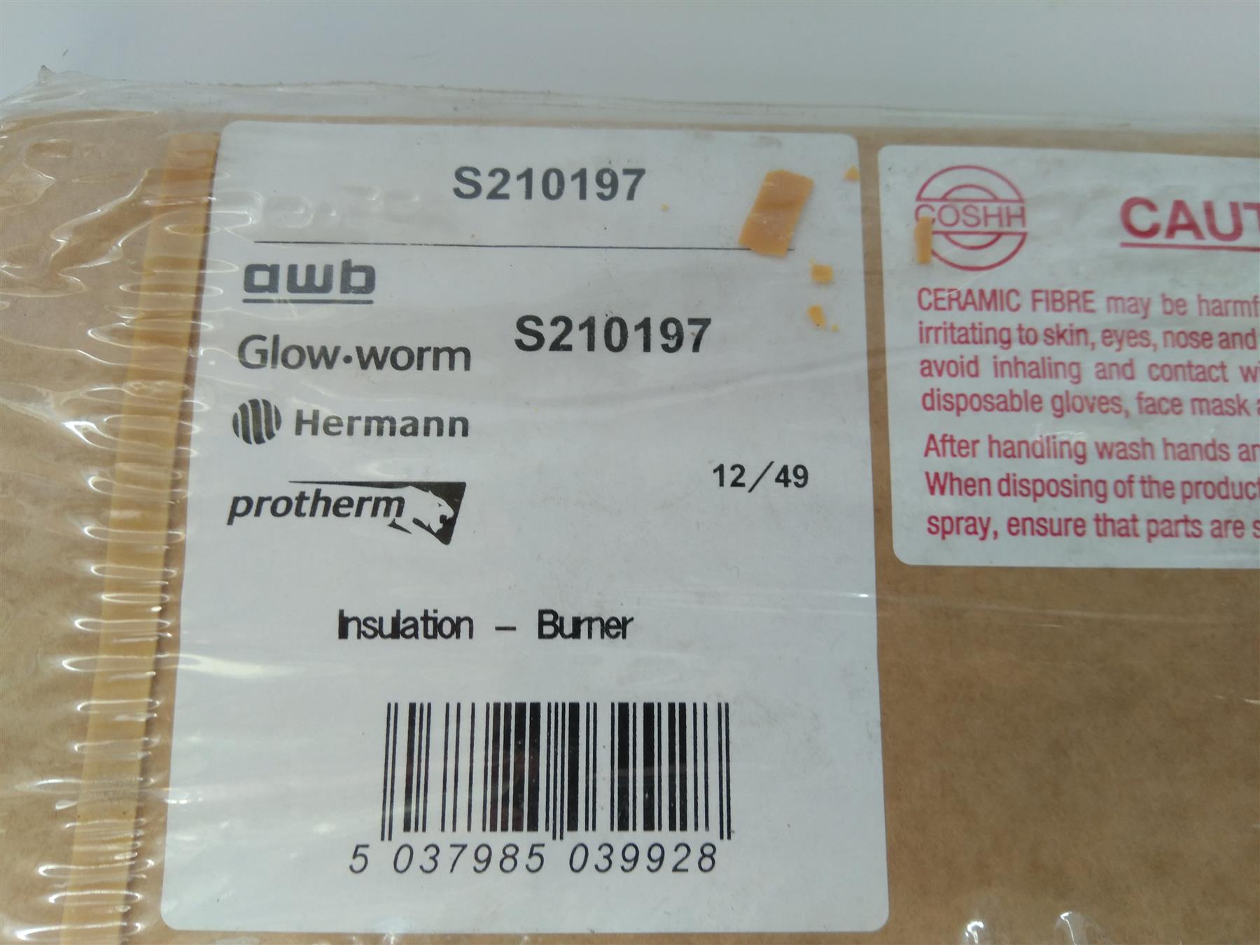 New Glowworm Gas Spare Burner Insulation S210197