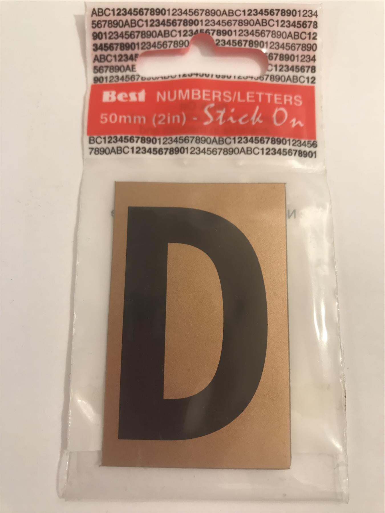 Best Gold/Black Letter D Self Adhesive 1" x 2"
