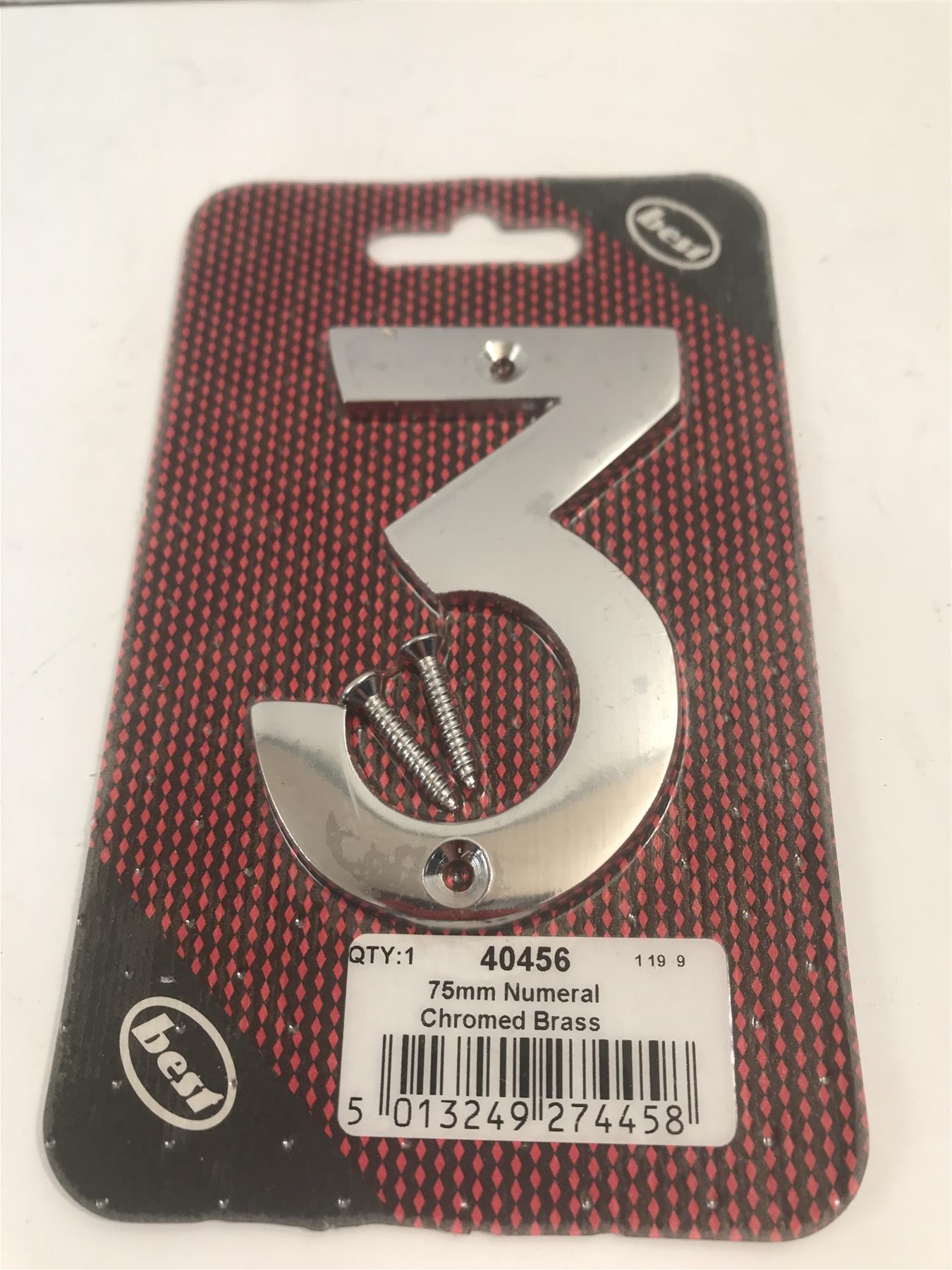 Best 75mm 3" Chromed Brass No. 3  with screws  -   40456