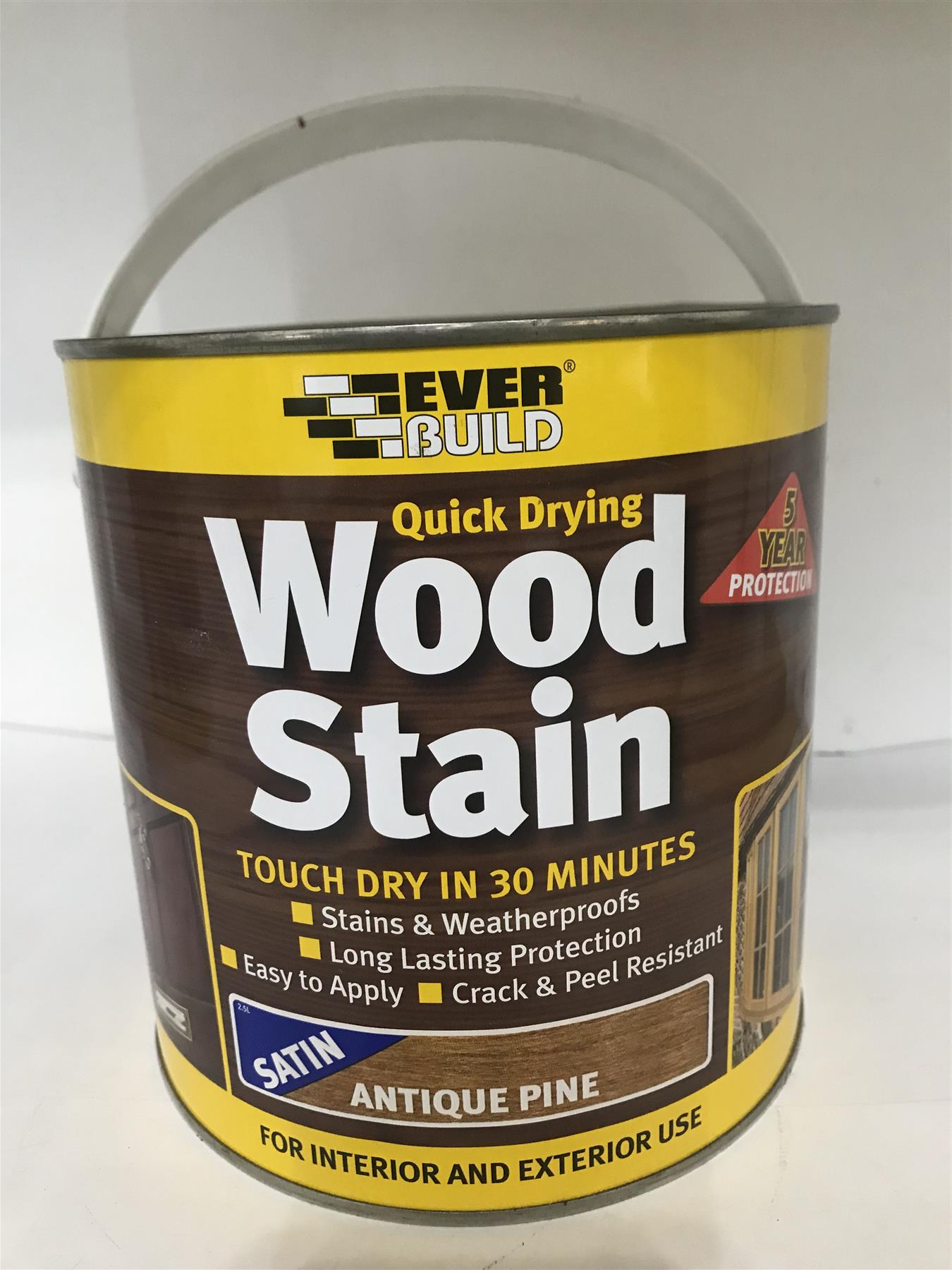 Everbuild Quick Drying Wood Stain Antique Pine Satin 2.5L