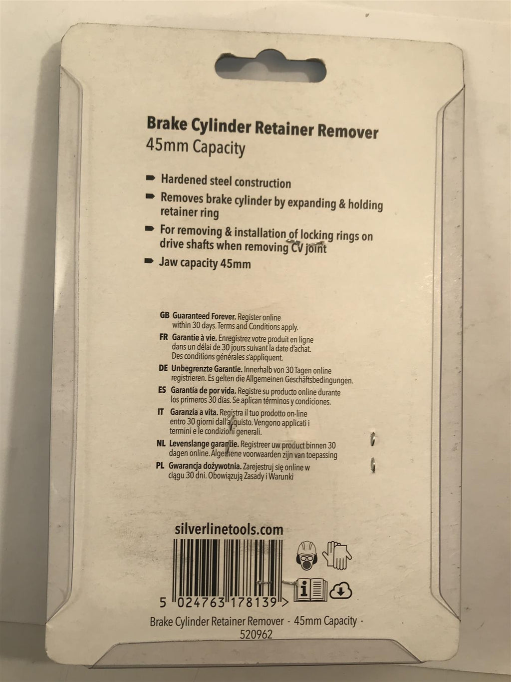 Silverline Brake Cylinder Retainer Remover 45mm Capacity  520962