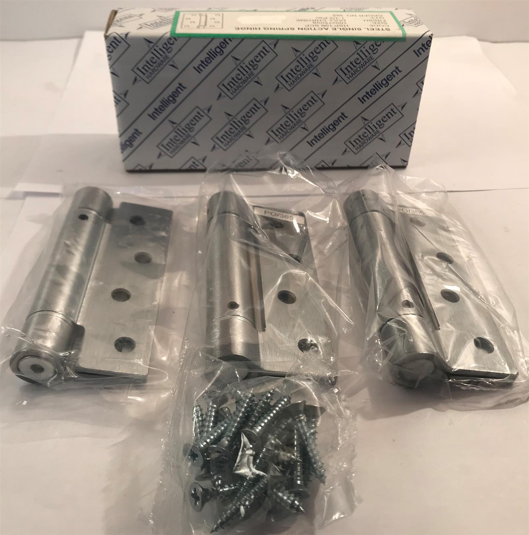 Steel Single Action Spring Hinge 100 x 75mm Dull Chrome  365