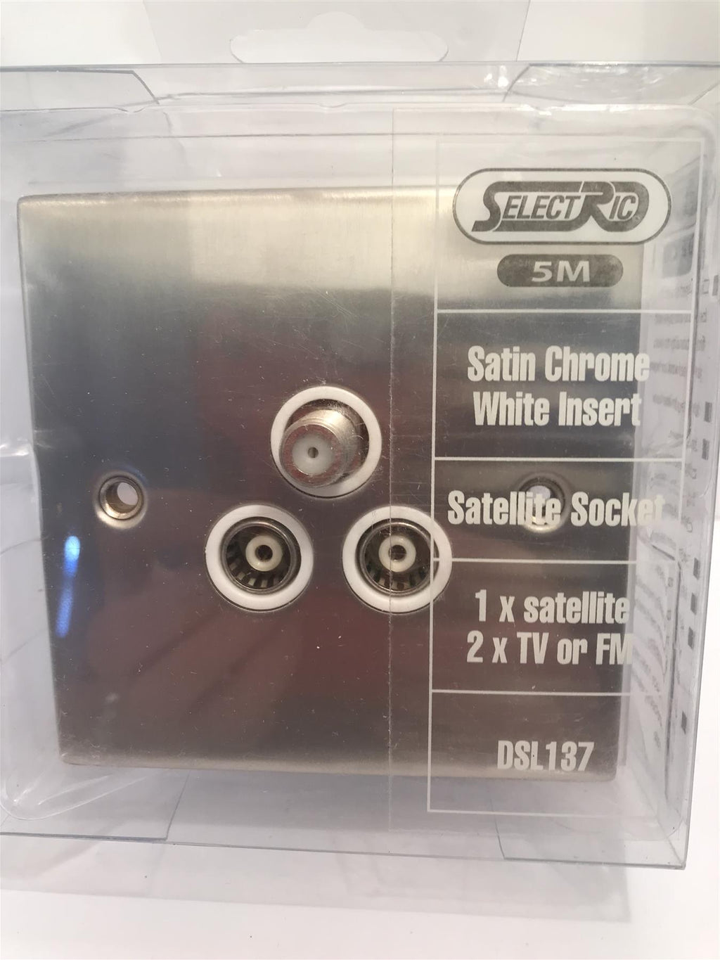 Satin Chrome White Insert Satellite Socket DSL137
