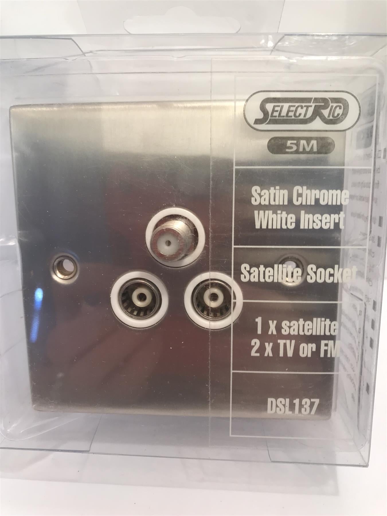 Satin Chrome White Insert Satellite Socket DSL137