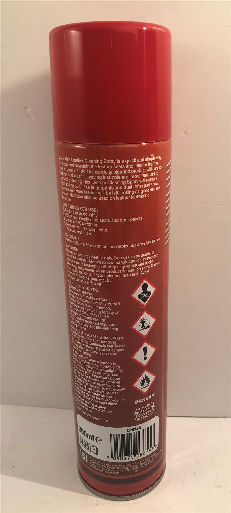 Car Pride Leather Cleaning Spray 300ml  CP033A