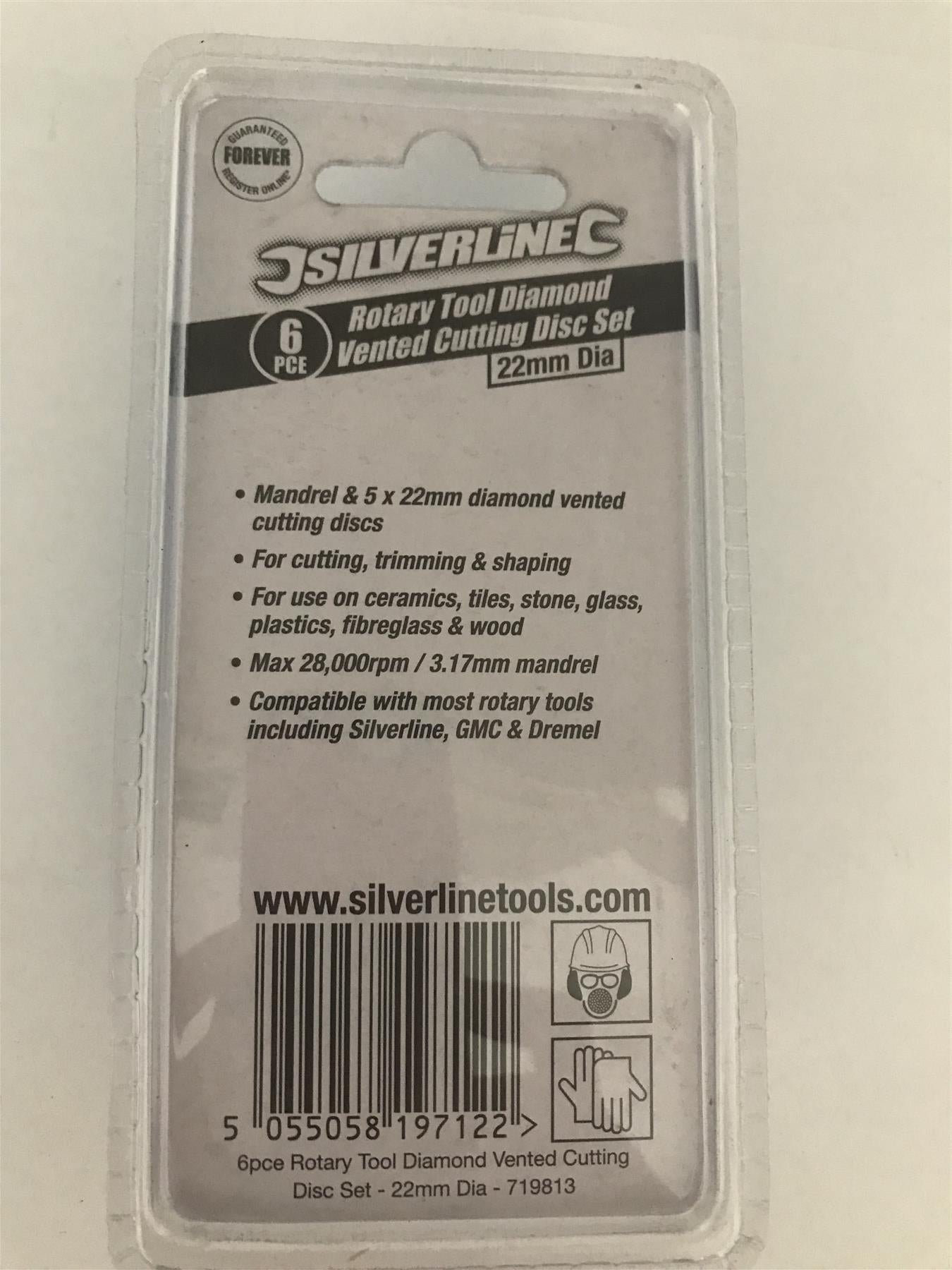 Silverline 6pc Rotary Tool Diamond Vented Cutting Disc Set 22mm Dia 719813
