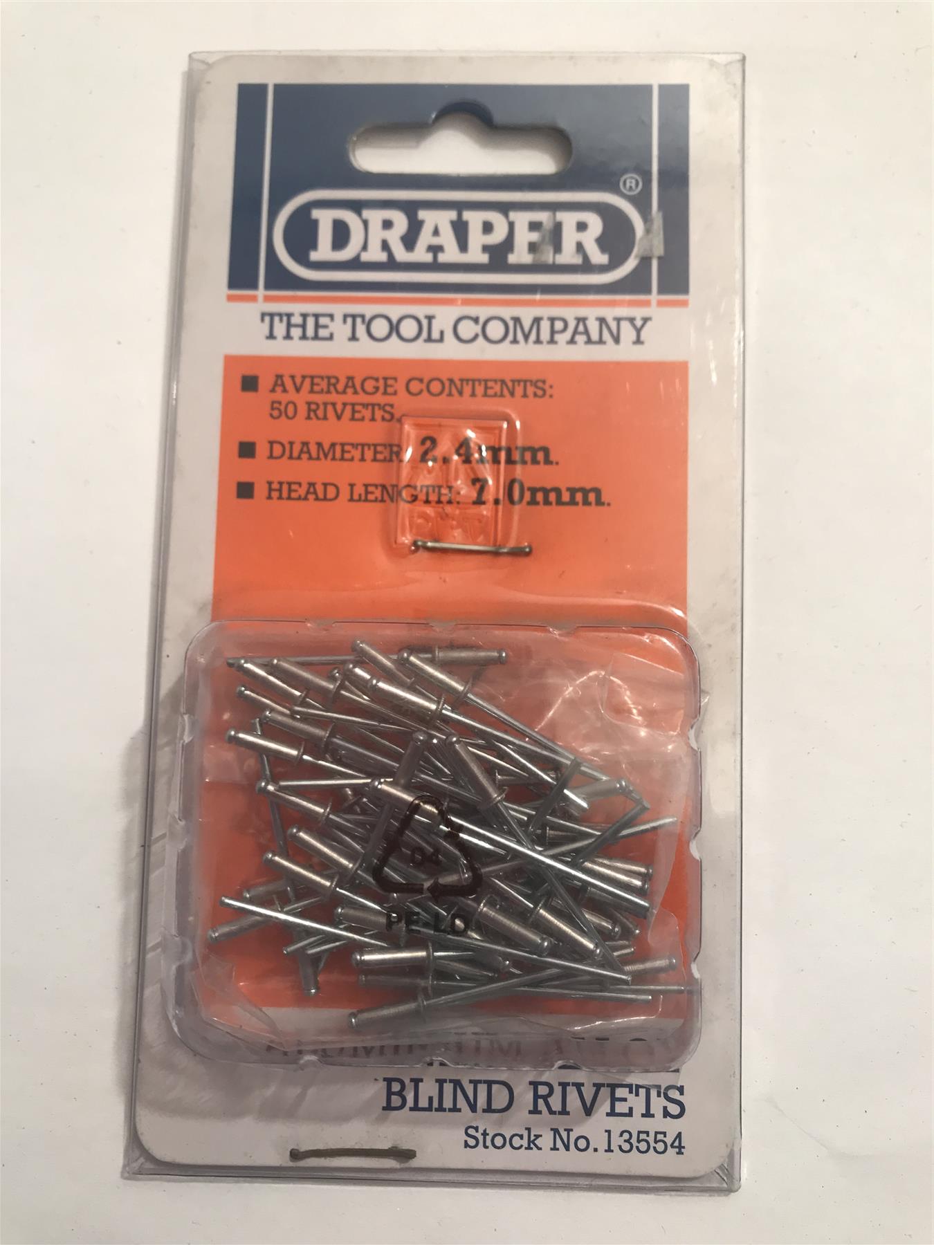 Draper Blind Rivets 2.4 x 7.0mm (Pk 50) 13554