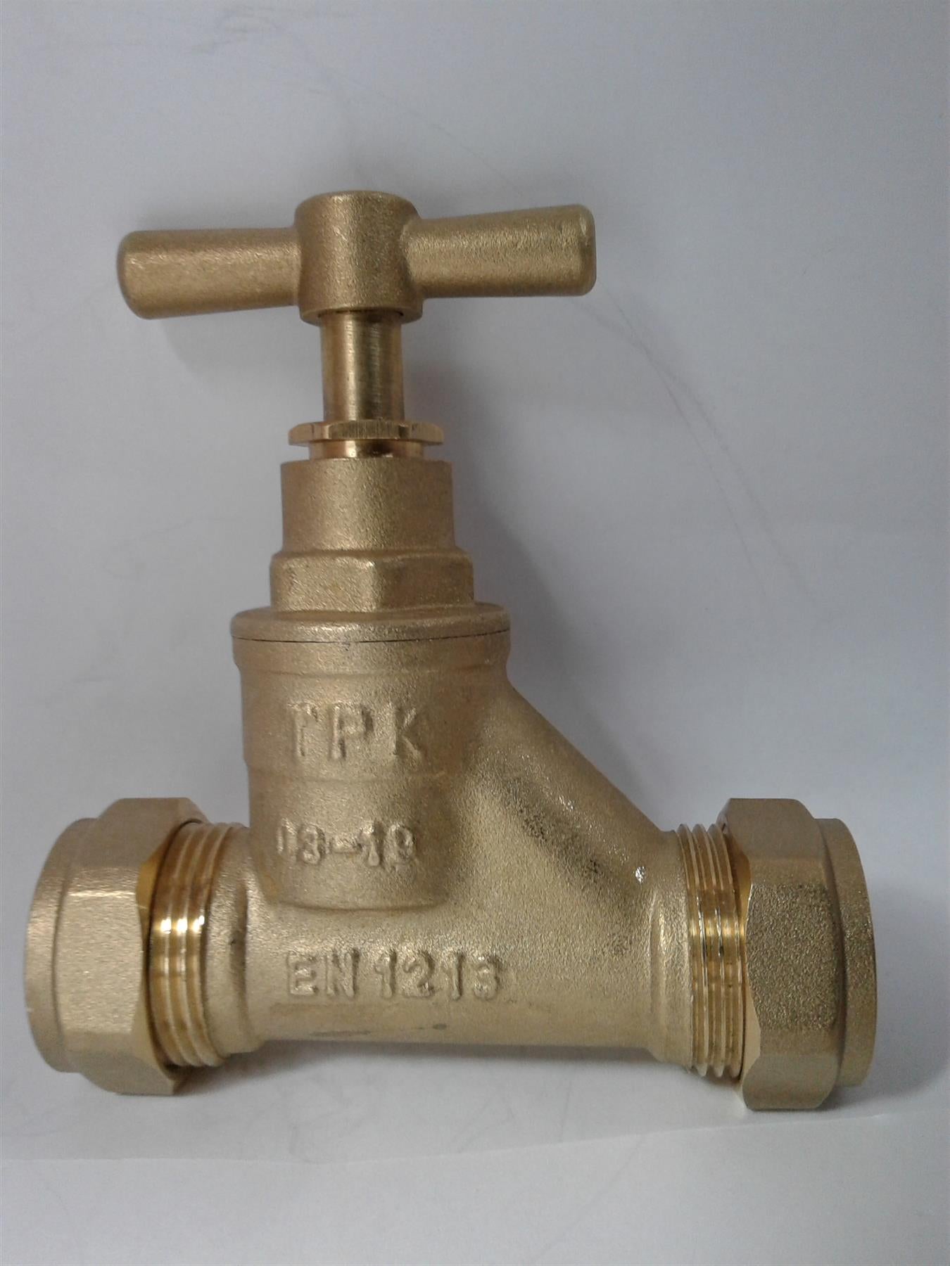 New Compression Mains CxC Center Brass 22mm Tube Stop Tap Valve EN1213