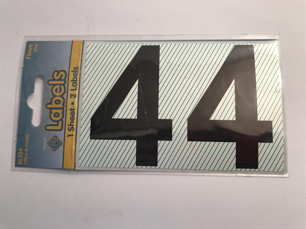 Esposti Large Black Vinyl Sticker No. 4 -  71mm (2 Pack) BL104