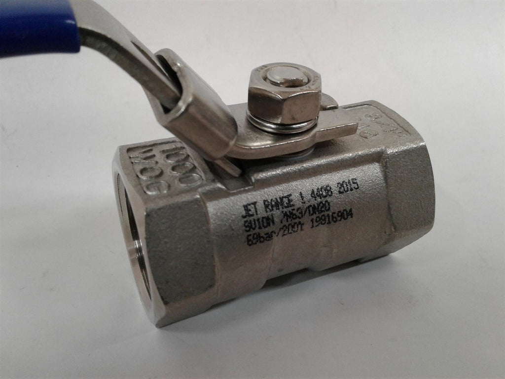 New Jet Range 2 Way Stainless Steel Ball Valve water gas 316 1000 WOG 3/4"