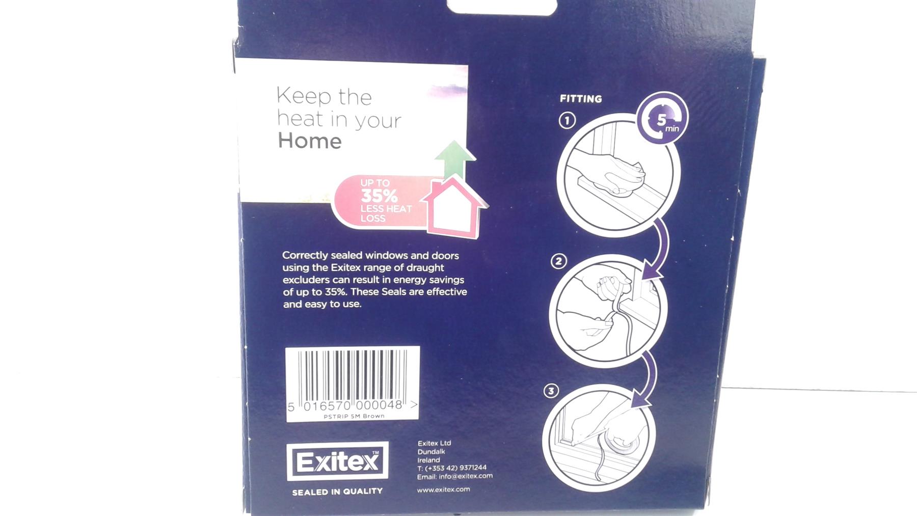 Exitex P-Strip Brown Self Adhesive Rubber - Fits All Windows & Doors