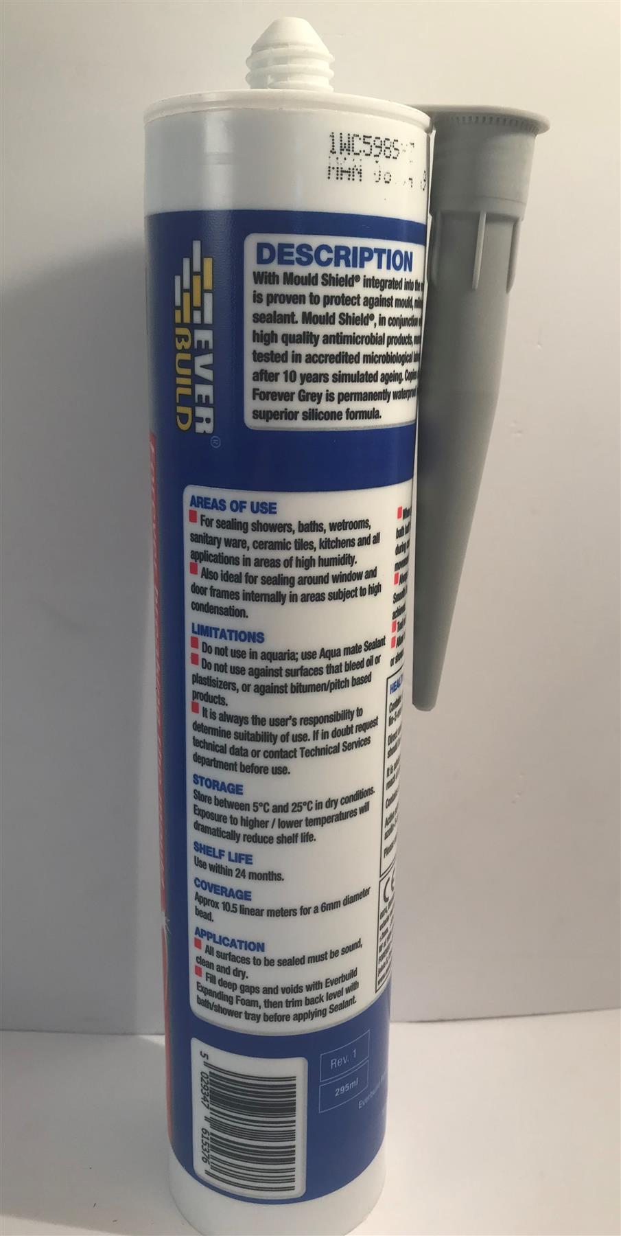 Everbuild Forever Grey Anti-mould Silicone Sealant, Grey  295 ml
