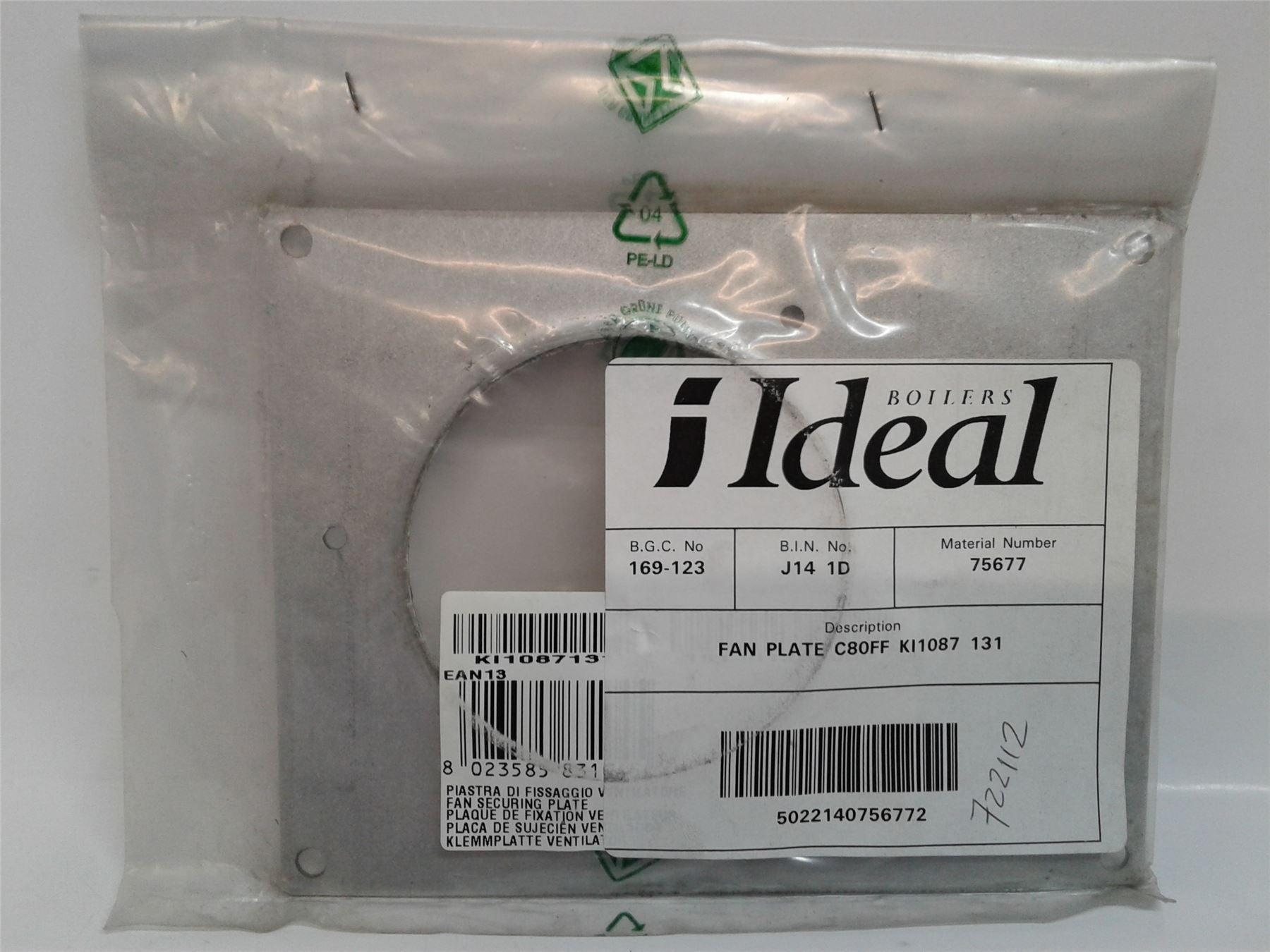 NEW IDEAL 75677 FAN PLATE C80FF KI1087 131