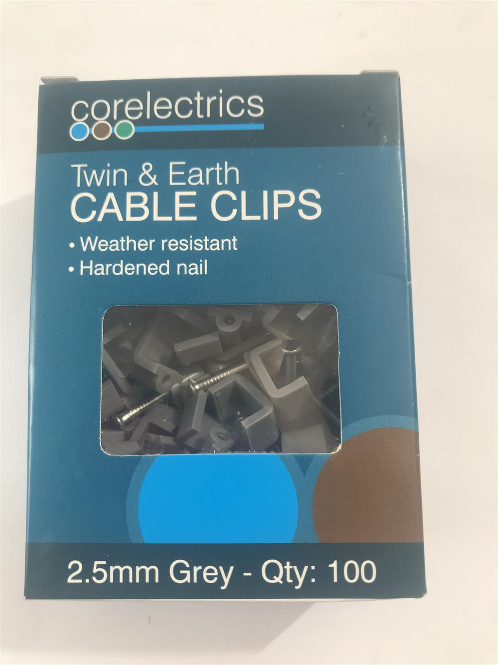 Corelectrics 2.5mm Twin & Earth Cable Clips Grey  TEH25M747