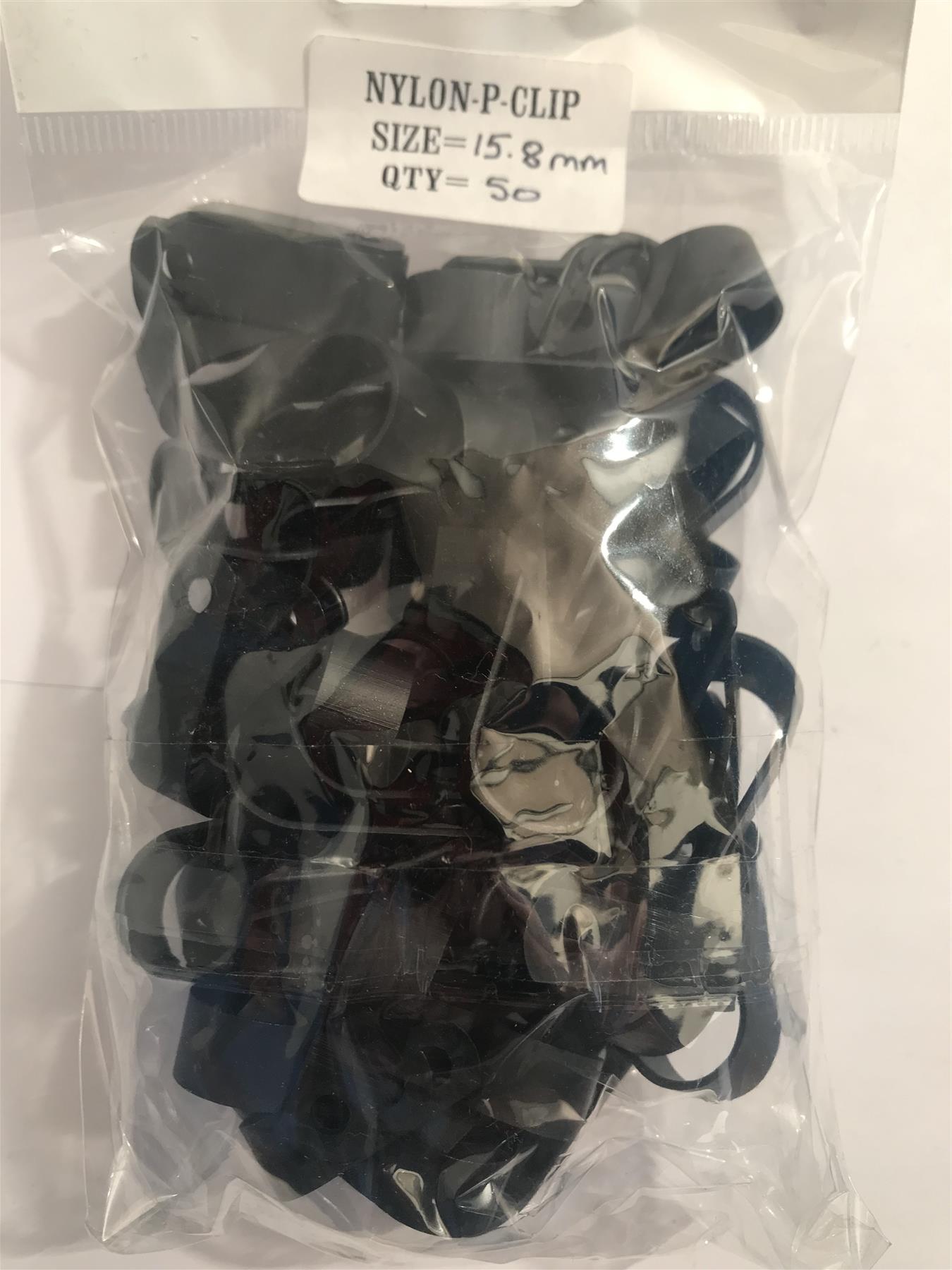 Black Nylon Plastic P Clip 15.8mm (50 Pack))