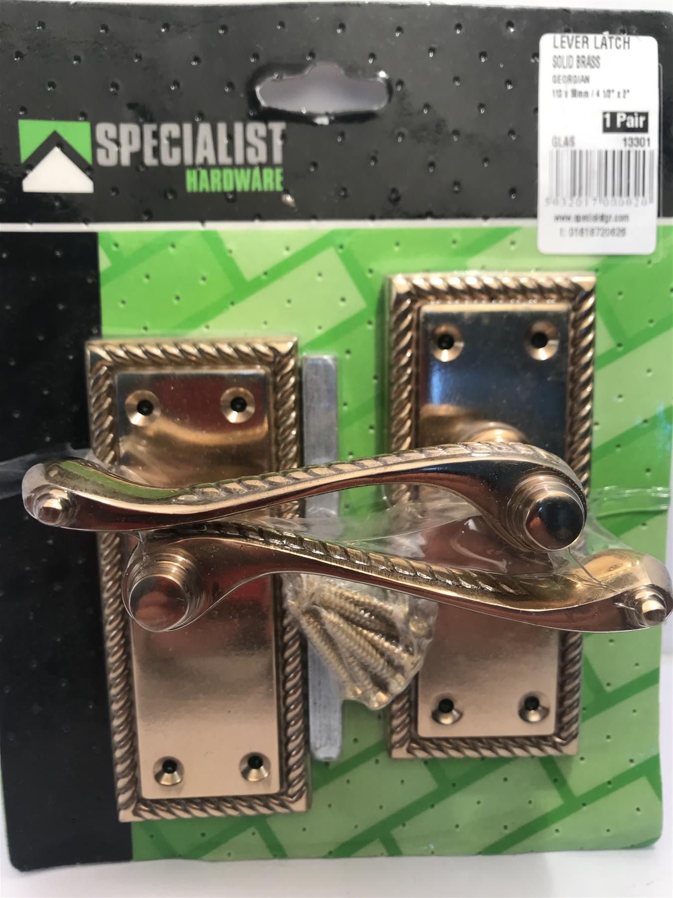 Georgian Brass Lever Latch Door Handles  107mm x 44mm  13301