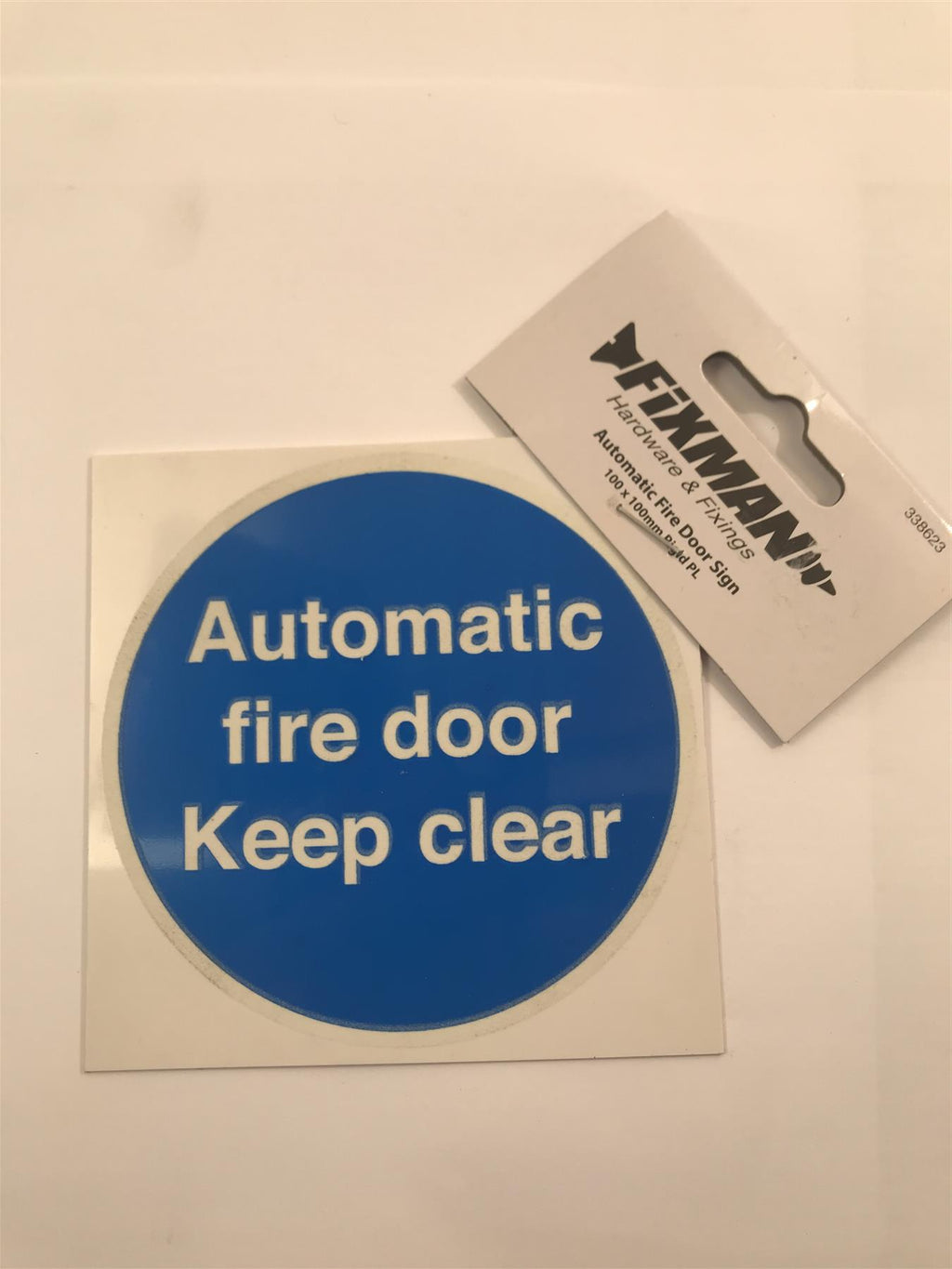 Automatic Fire Door Sign 100 x 100mm Rigid PL  338623
