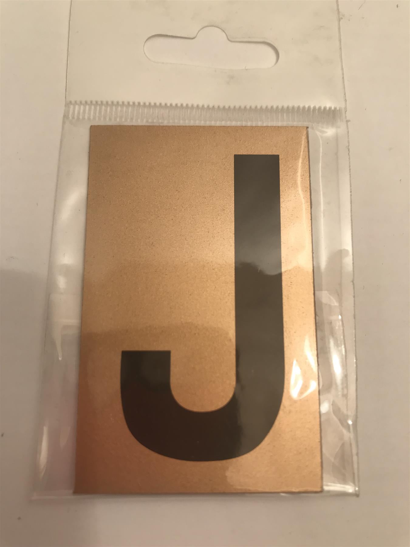 Gold/Black Letter J Self Adhesive 1" x 2"