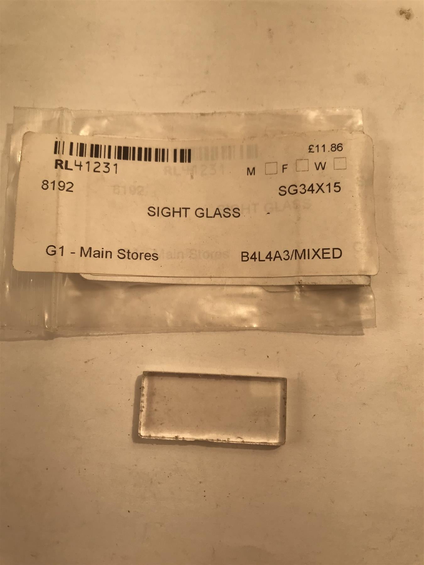 Sight Glass 35 x 15mm  SG34X15