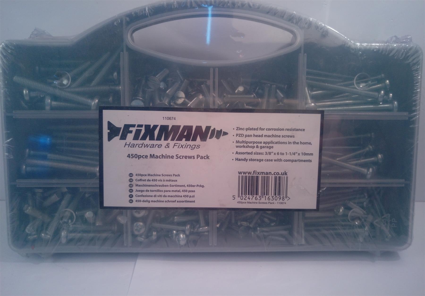 Fixman 450pc Machine Screws Pack  110674