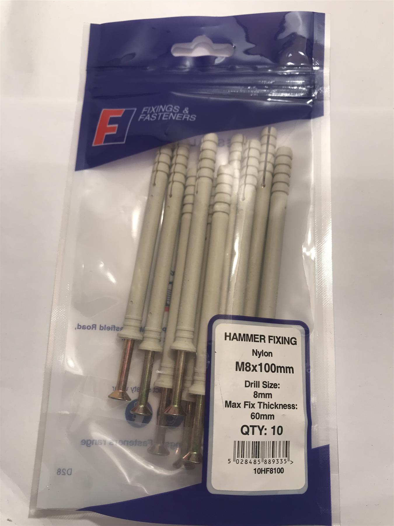 Forgefix Hammer Fixing M8 x 100mm (Pk10) 10HF8100