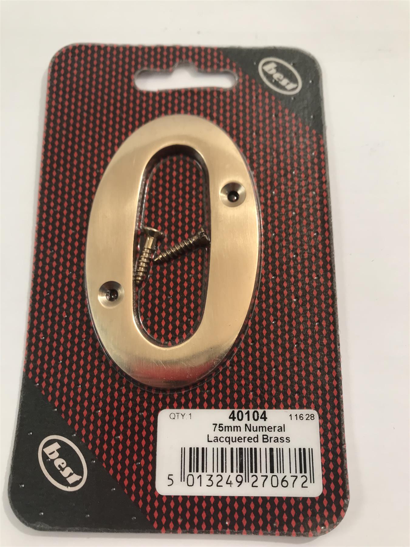 Best 75mm 3" Lacquered Brass No.0  with screws  -   40104