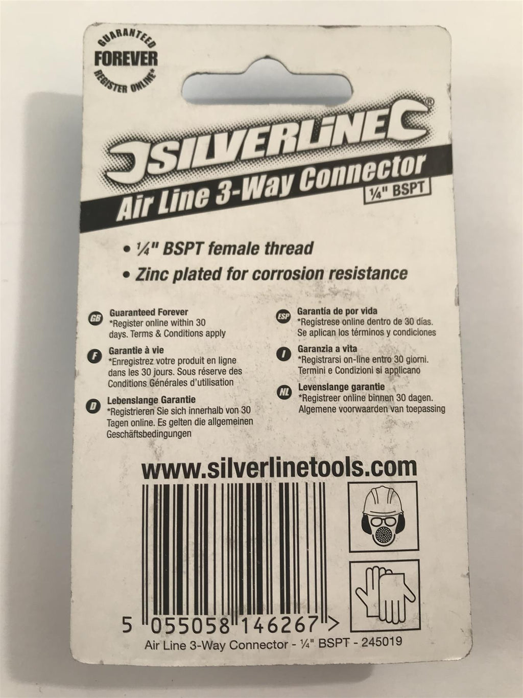 Silverline Air Line 3-Way Connector 1/4"  BSPT  245019