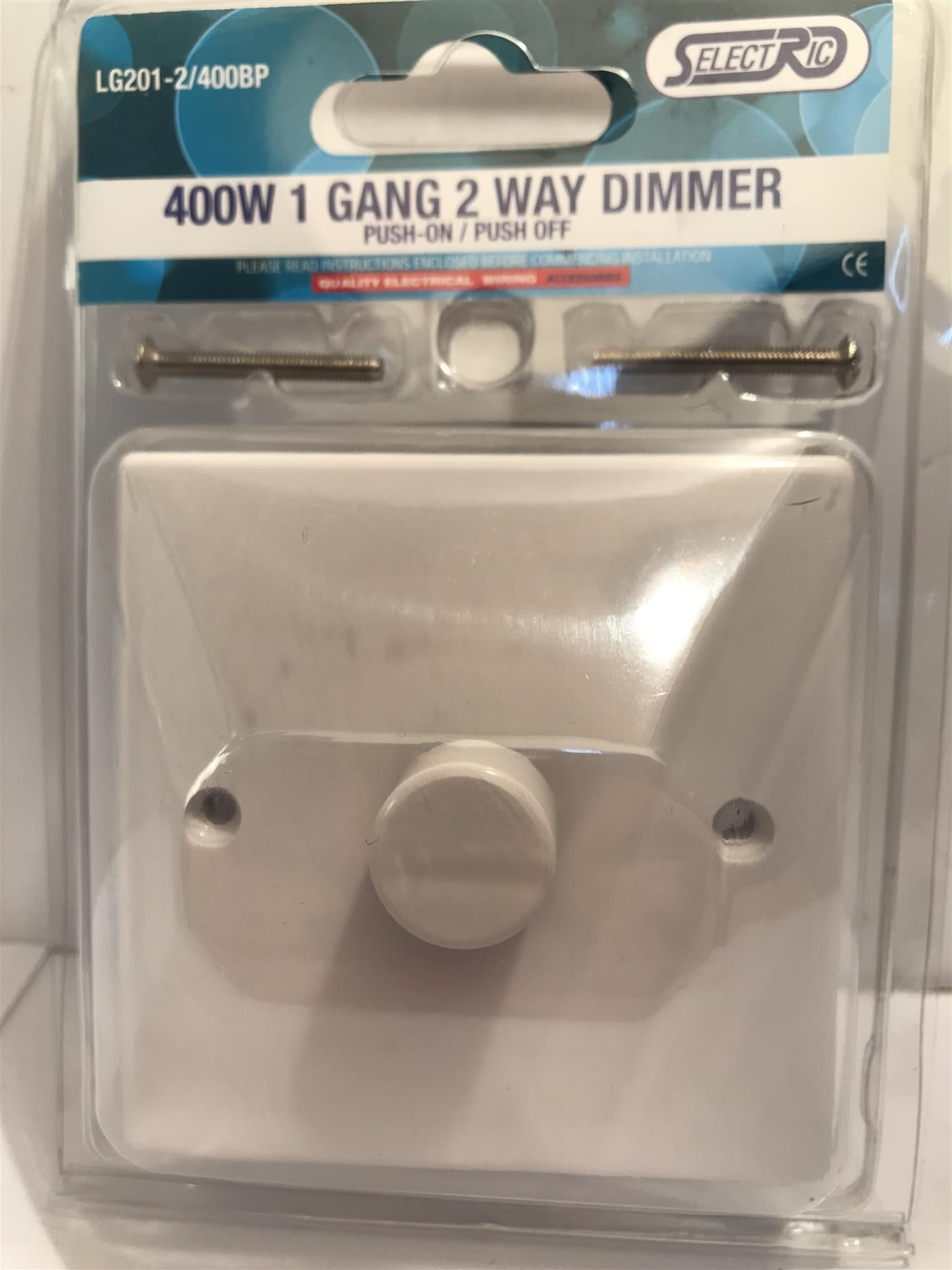 White Dimmer switch On Off Lighting 1Gang 2Way 400w LG201-2/400BP