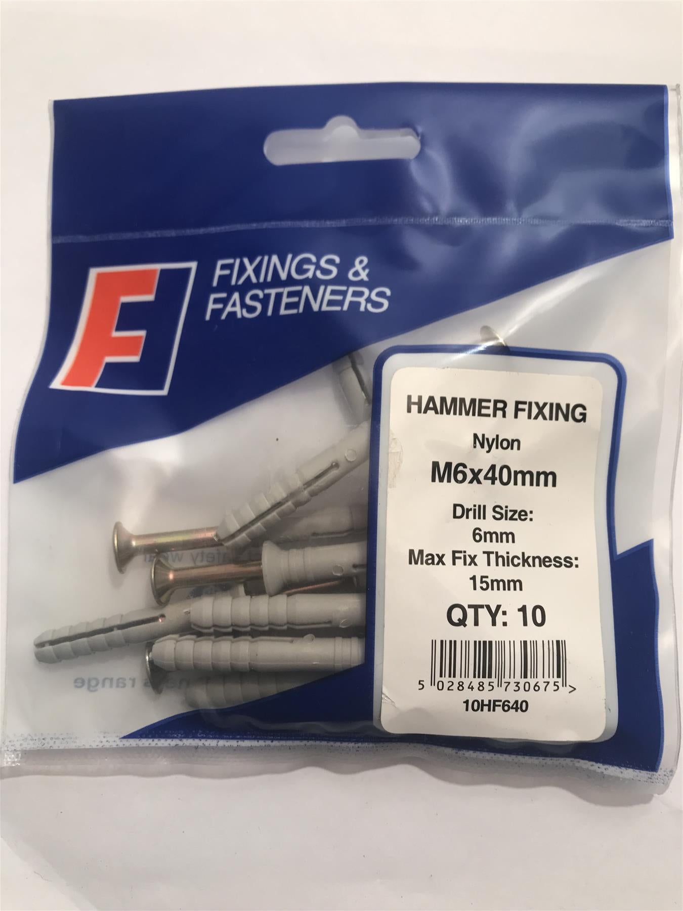 Forgefix Hammer Fixing M6 x 40mm (Pk10) 10HF640