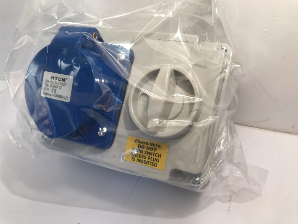 32 Amp 3 Pin Interlock Socket Switch 2P+E 220-250V Waterproof IP44