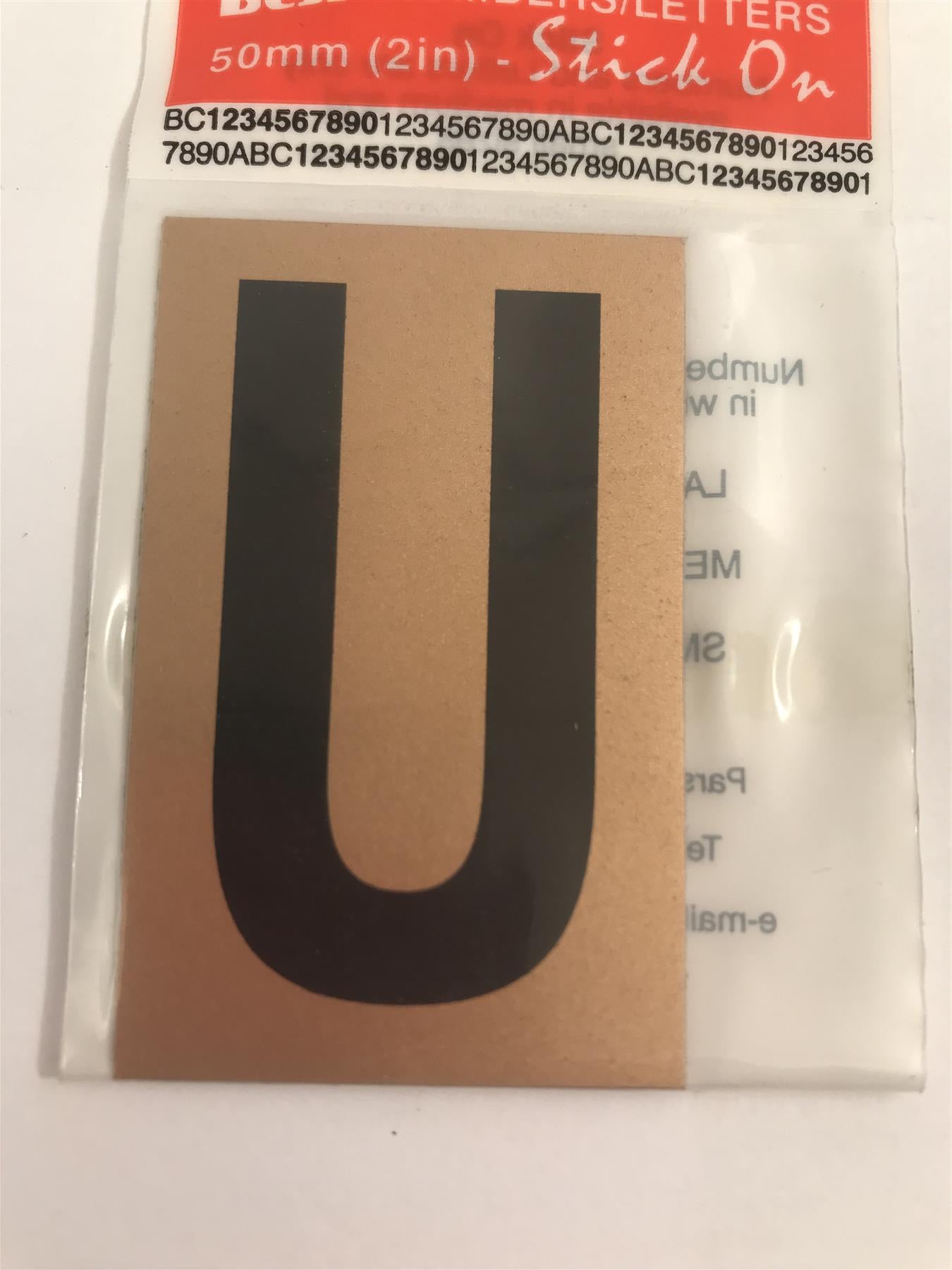 Best Gold/Black Letter U Self Adhesive 1" x 2"