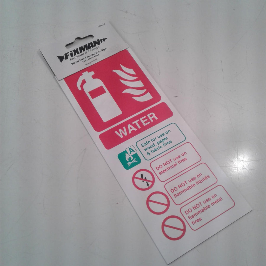 Water EN3 Extinguisher Sign 202 x 82mm Rigid