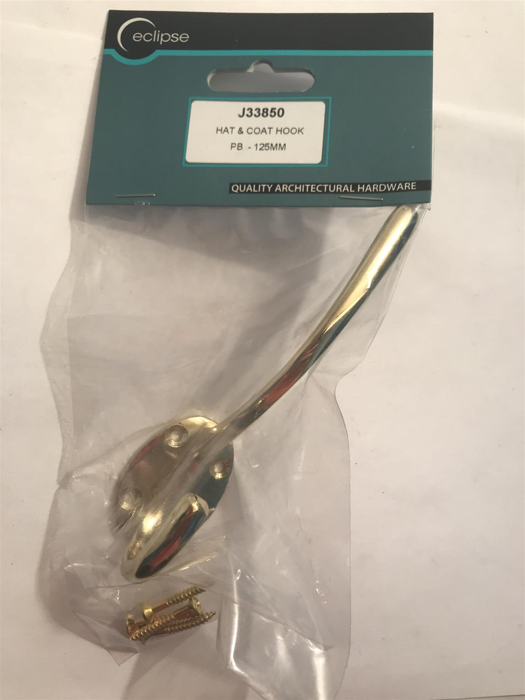 Eclipse Hat & Coat Hook Polished Brass 125mm  J33850