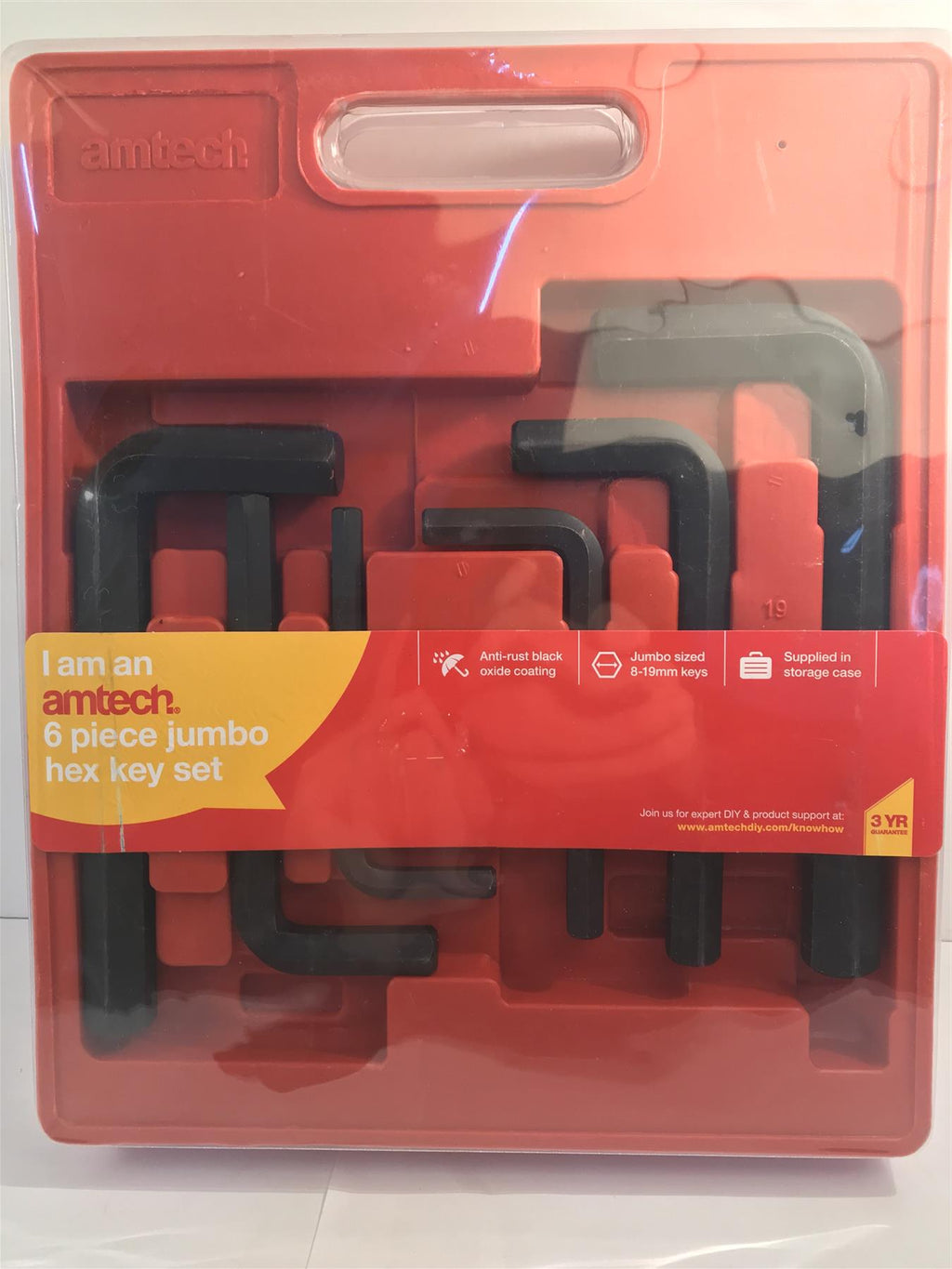 Amtech 6 Piece Large Jumbo Hex Key Set   8, 10, 12, 14, 17 & 19mm Sizes  I9040