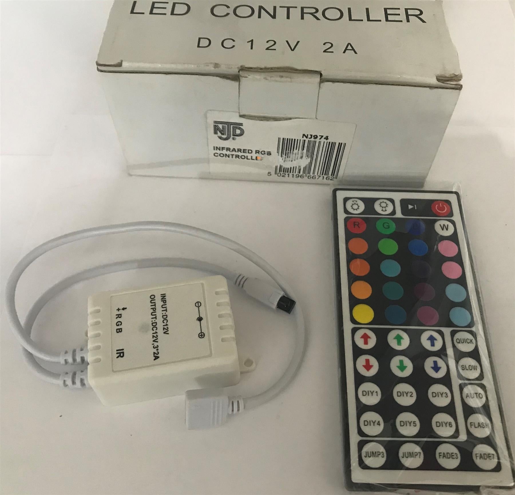 NJD RGB Flexible Tape Controller and 44 Key Hand-held Infrared Controller NJ974