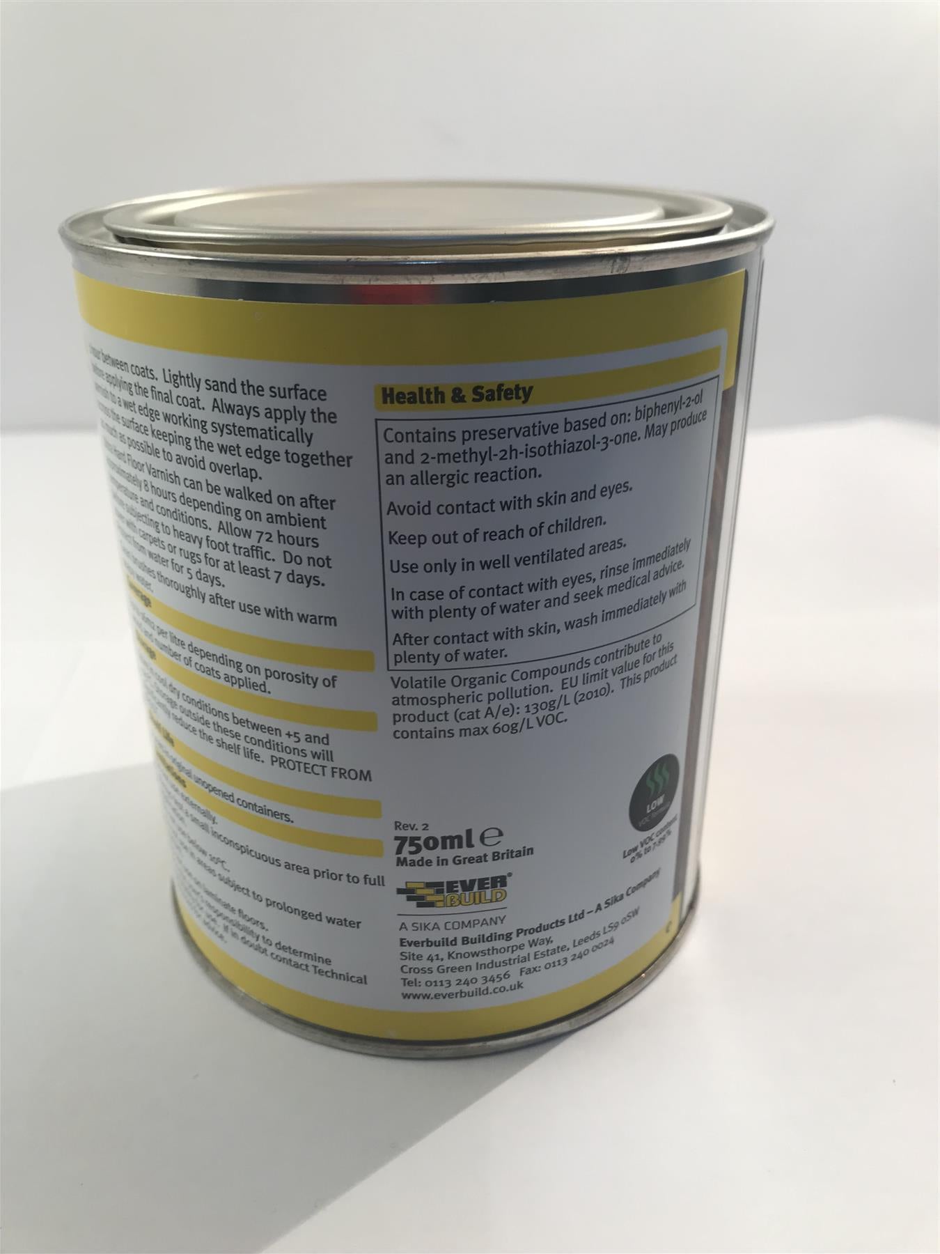EVERBUILD ULTRA HARD FLOOR VARNISH CLEAR GLOSS 750ML QUICK DRYING