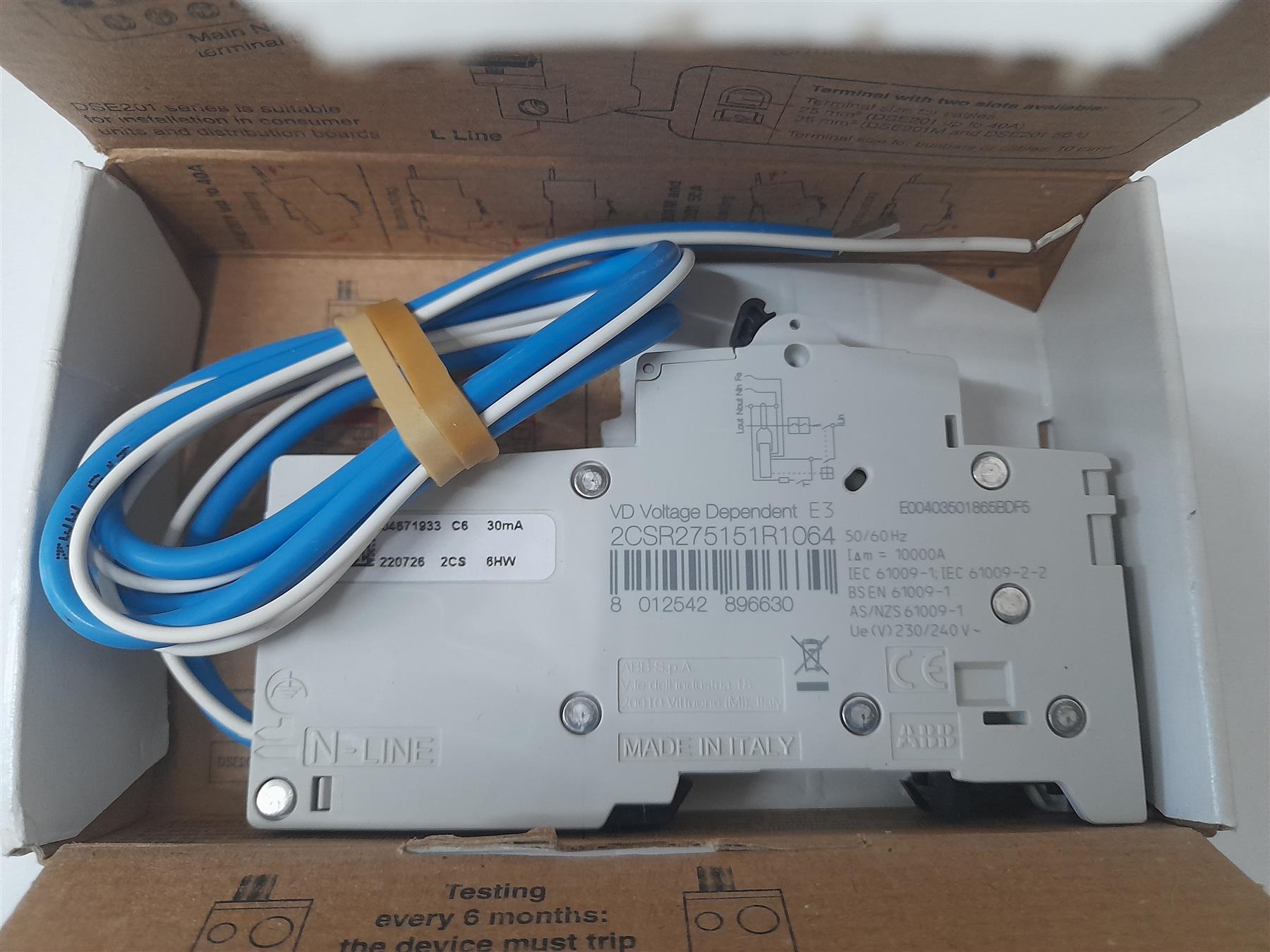 ABB Circuit Breaker DSE201M C6 A30 RCBO 1P+N 2CSR275151R1064