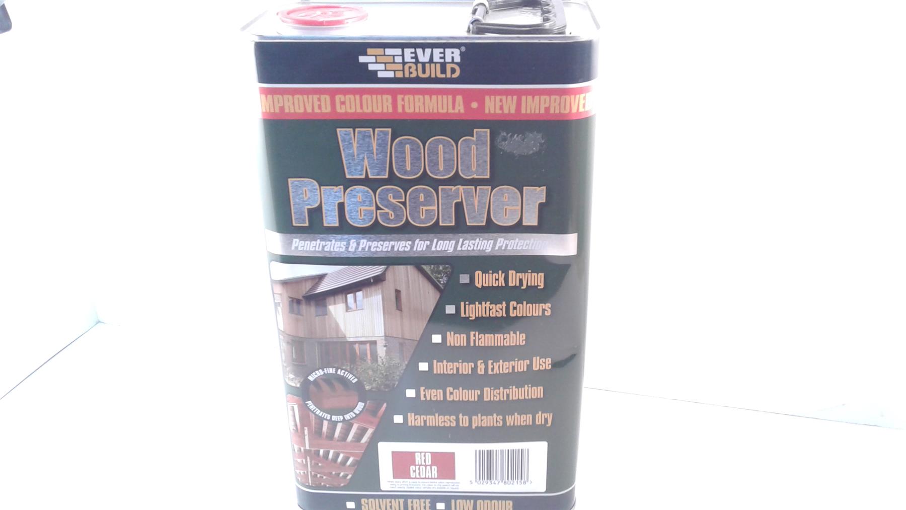 EVERBUILD WOOD PRESERVER TREATMENT RED CEDAR 5L Litre