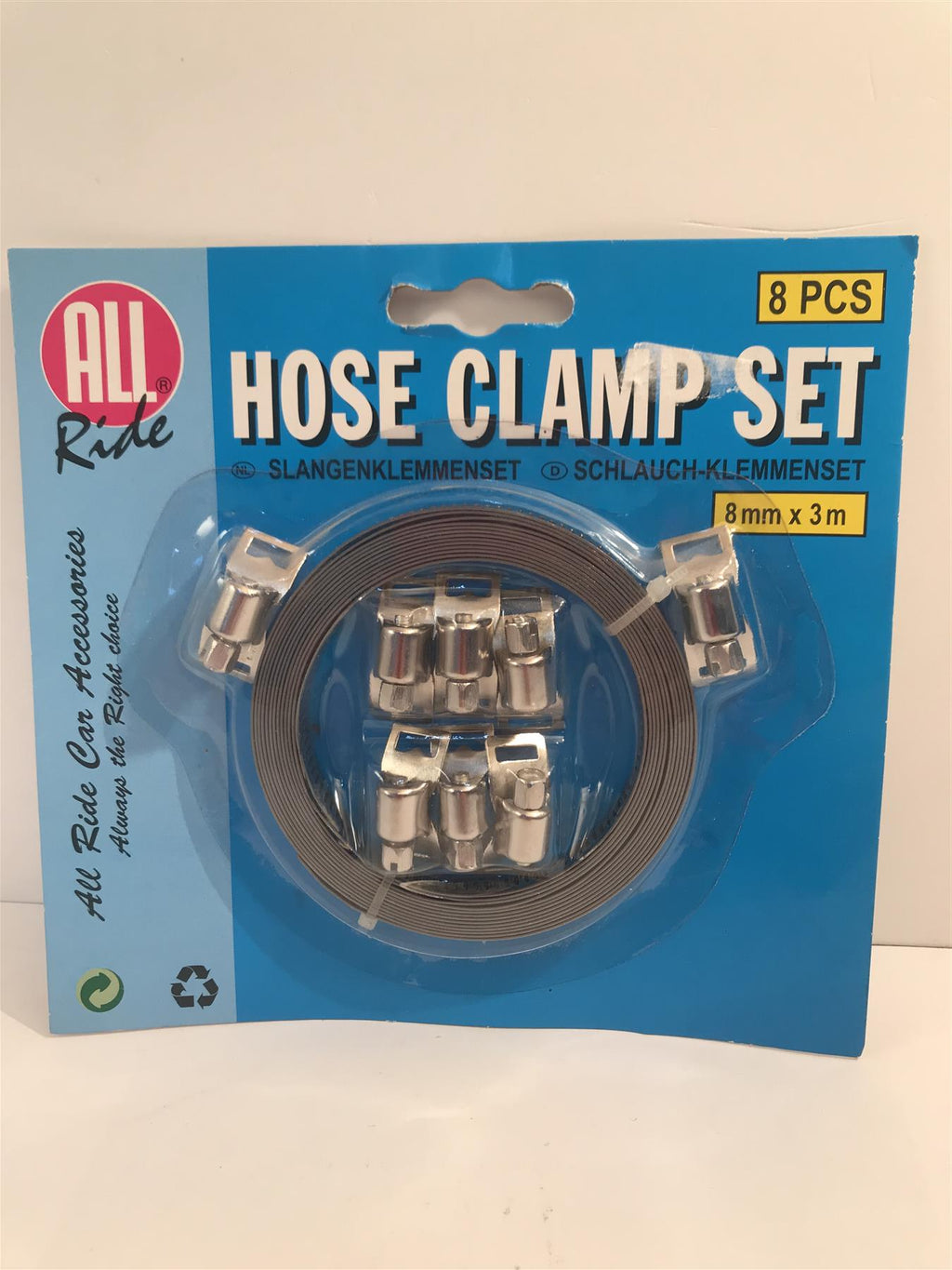 All Ride 8pc Hose Clamp Set 8mm x 3m