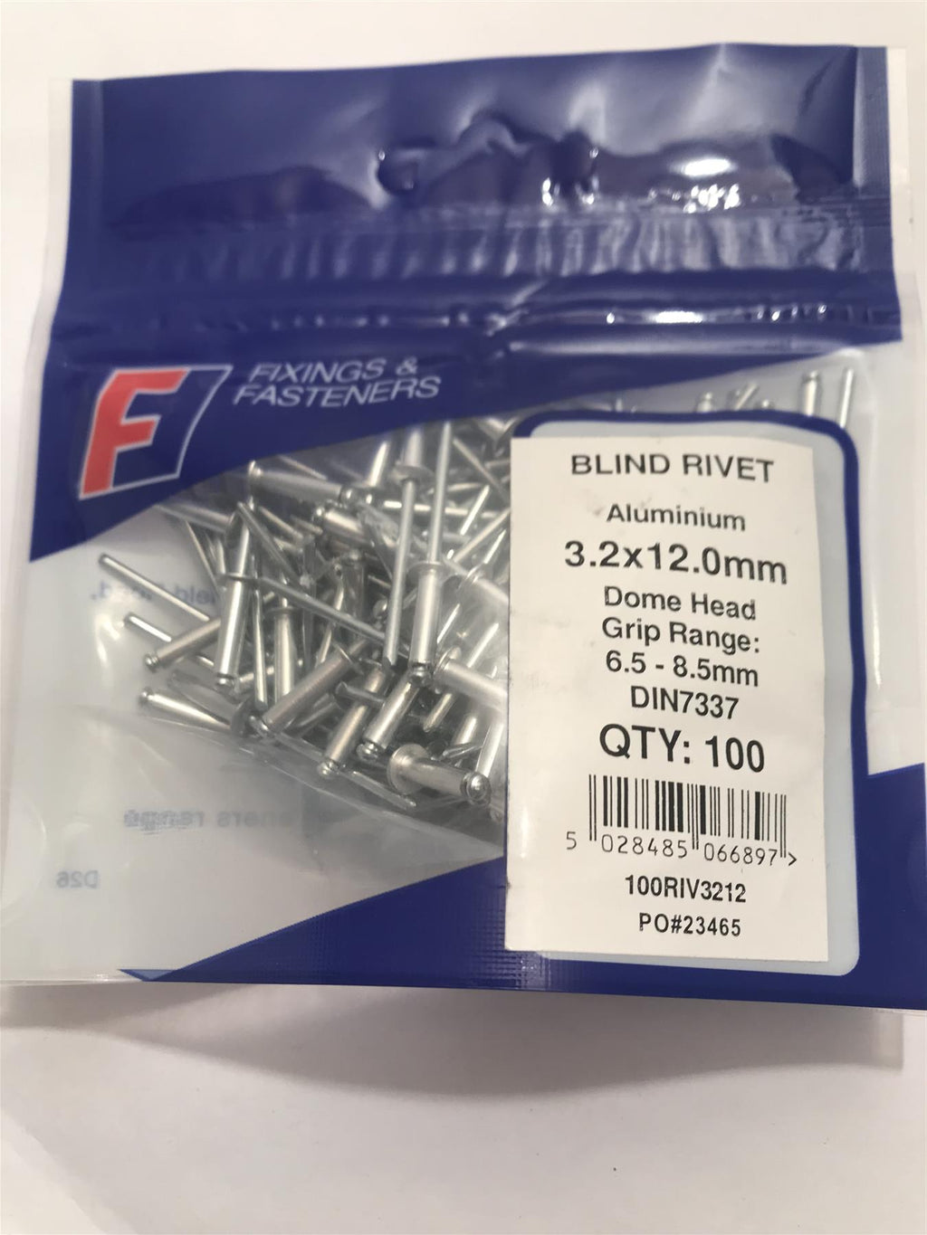 Forgefix Aluminium Dome Head Blind Rivet 3.2 x 12.0mm  (Pk 100) 100RIV3212