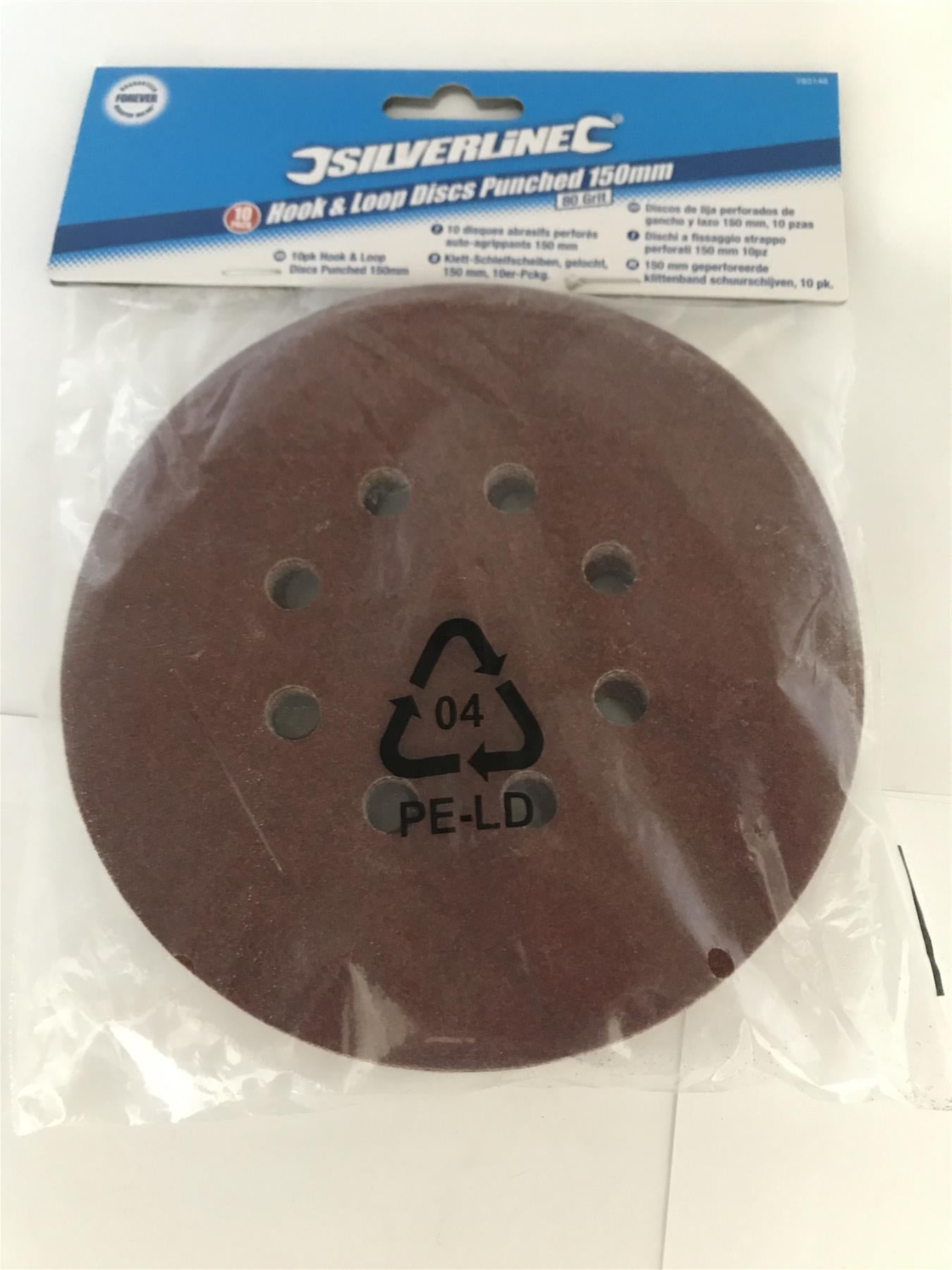 Silverline 783148 Hook and Loop Discs Punched 80 Grit, 150 mm - Pack of 10