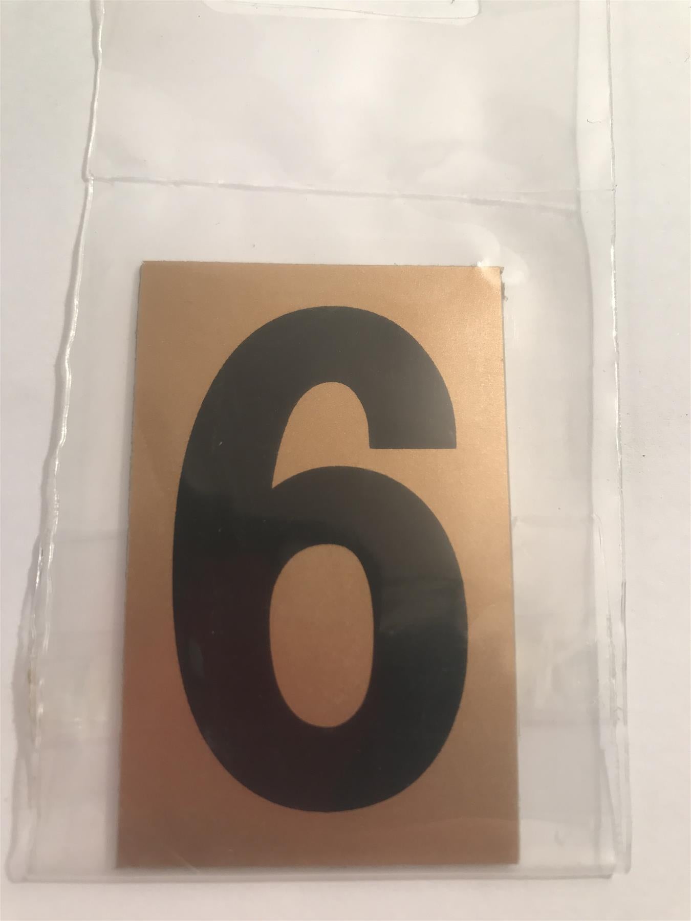 Gold/Black Number 6 Self Adhesive 1" x 2"