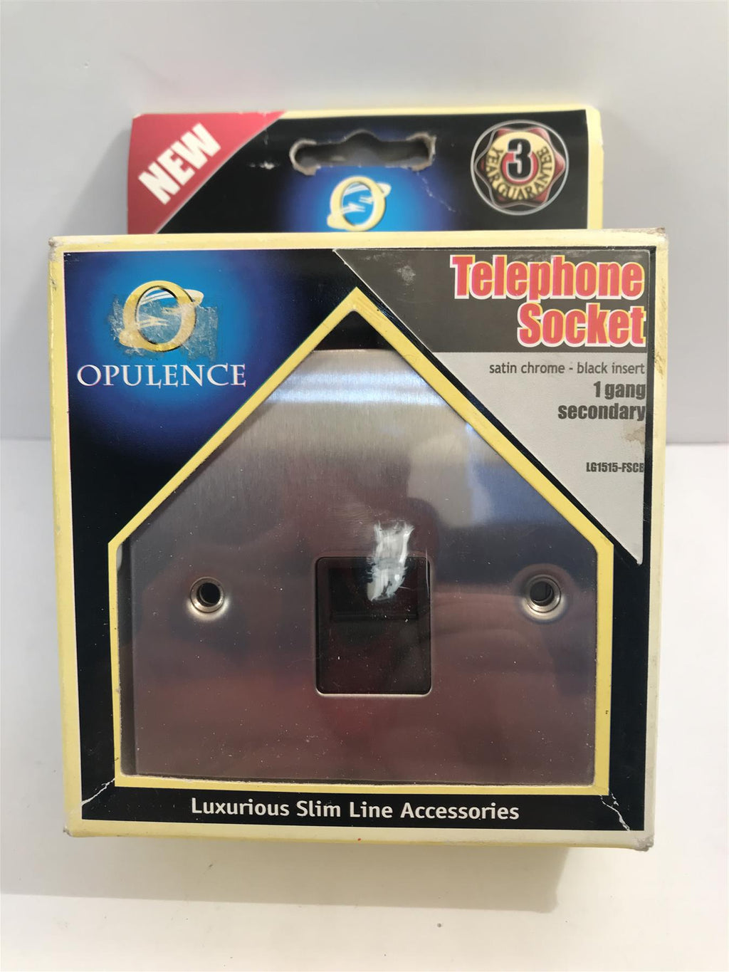 Satin Chrome Telephone Socket 1 Gang Secondary Black Insert  LG1515-FSCB