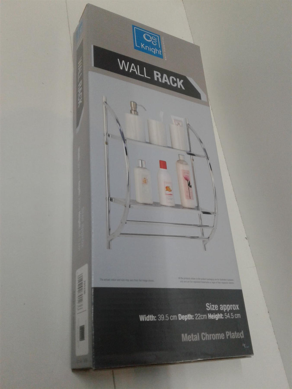 Knight Chrome Plated Wall Rack 2 Tier Shelf & 2 Towel Rails 39.5x22x54.5cm