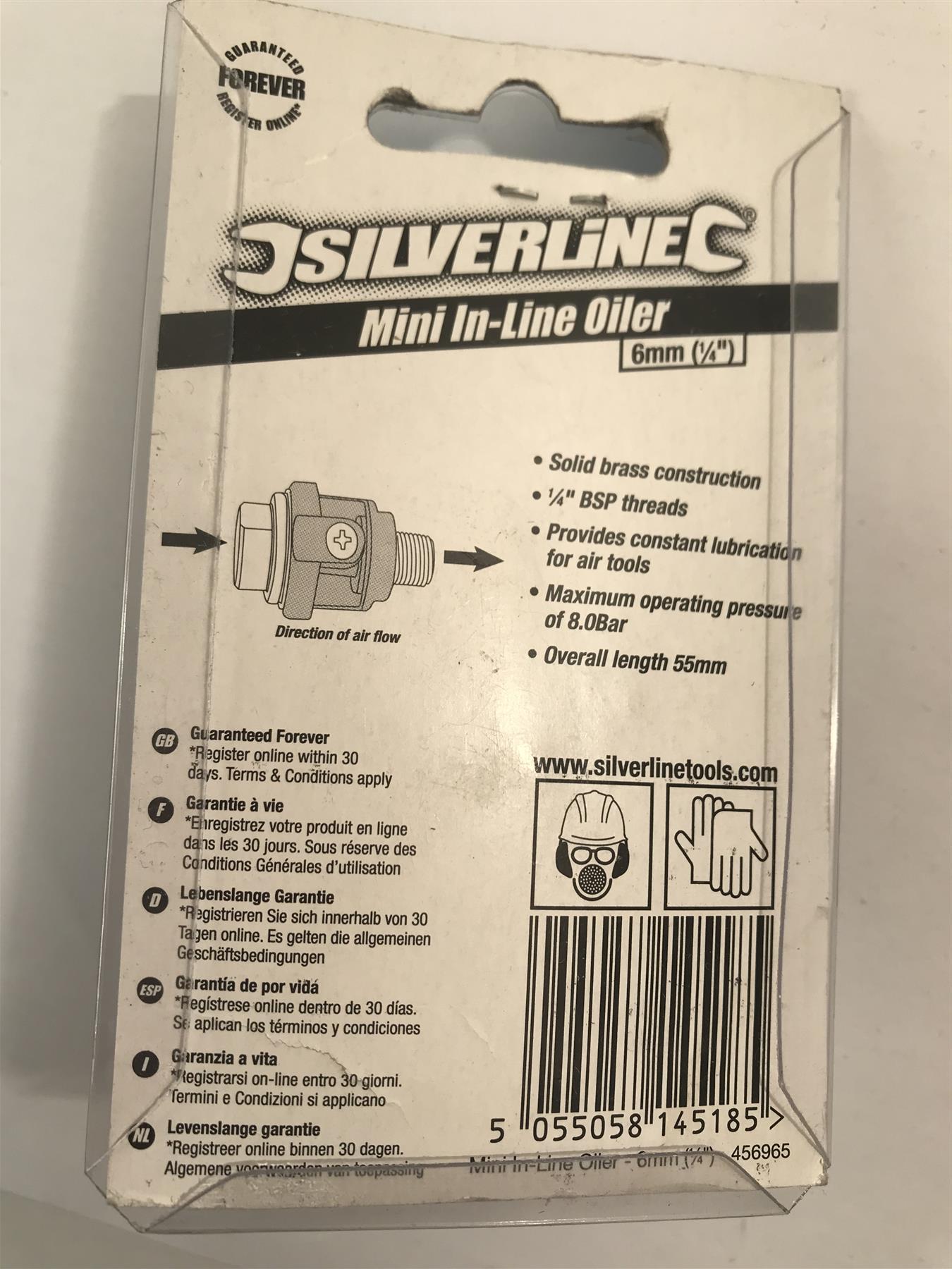 Silverline Mini In-Line Oiler 6mm (1/4") BSP 456965
