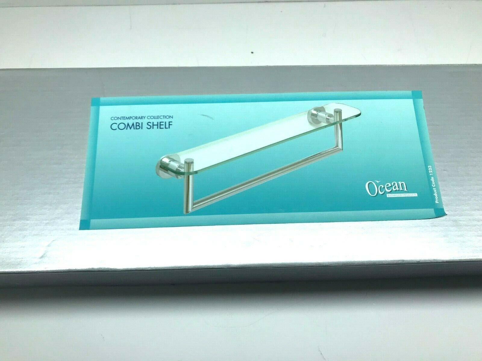 Ocean Glass Bathroom Shelf with Towel Rail Chrome - 8MM Tempered Glass