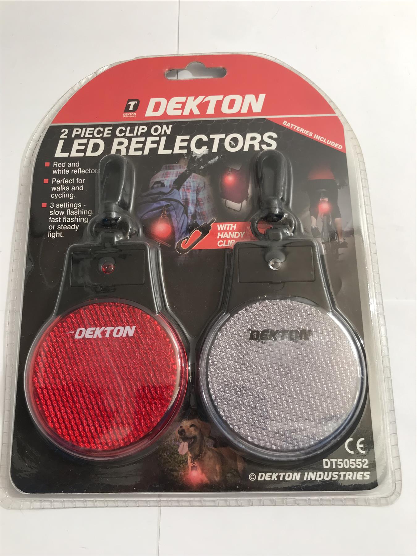 Dekton 2 piece clip on LED Reflectors DT50552 Red & White