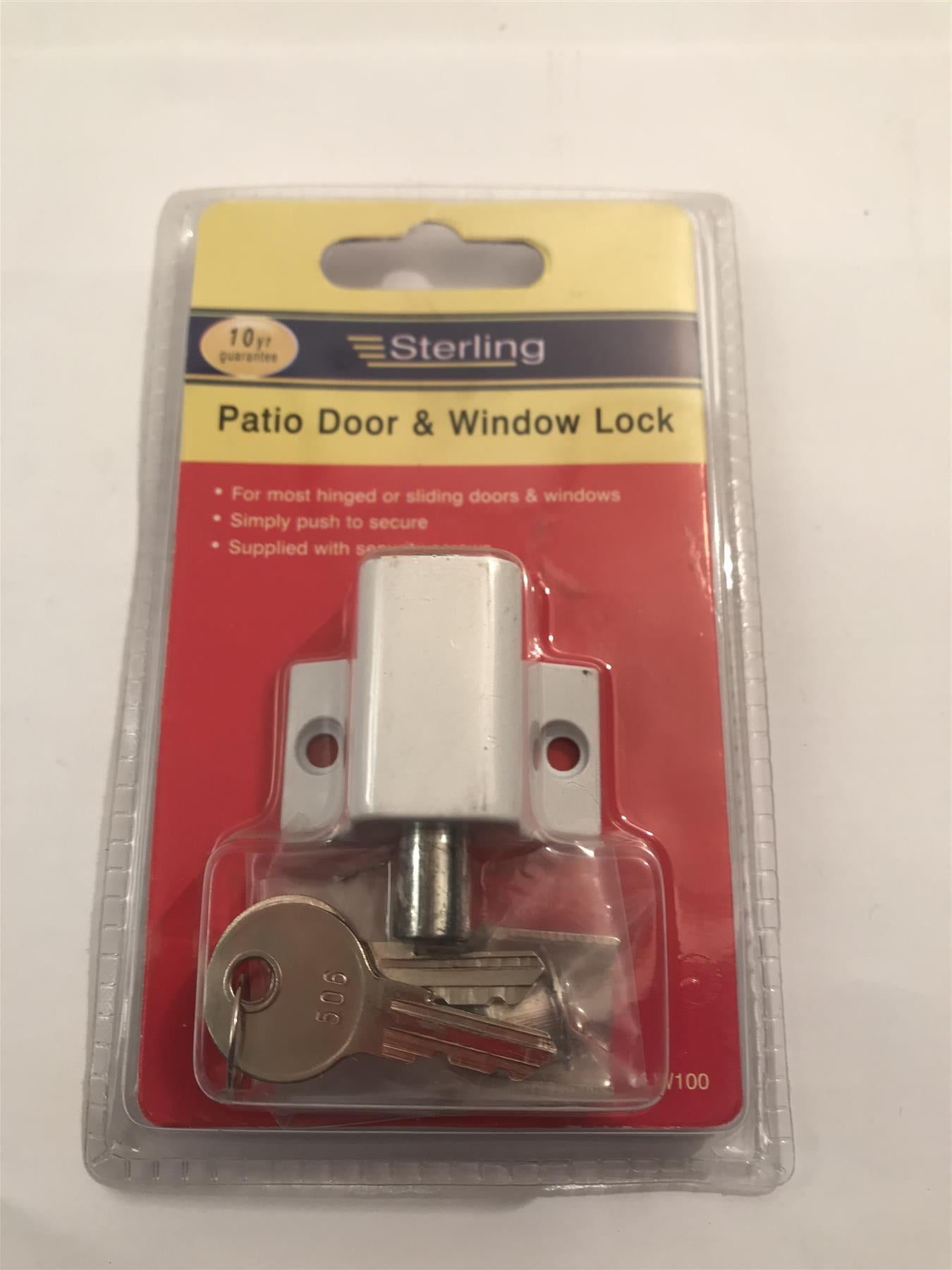 Sterling PLW100 Patio Door and Window Lock - White