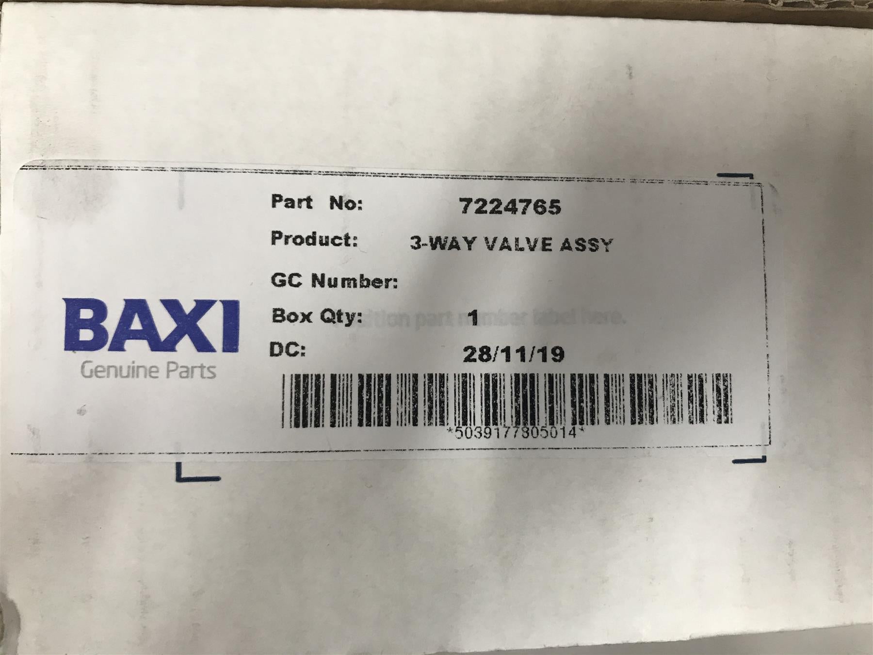 New GENUINE Baxi 3 Way Valve Assembly Part No 5114718 Now 7224765