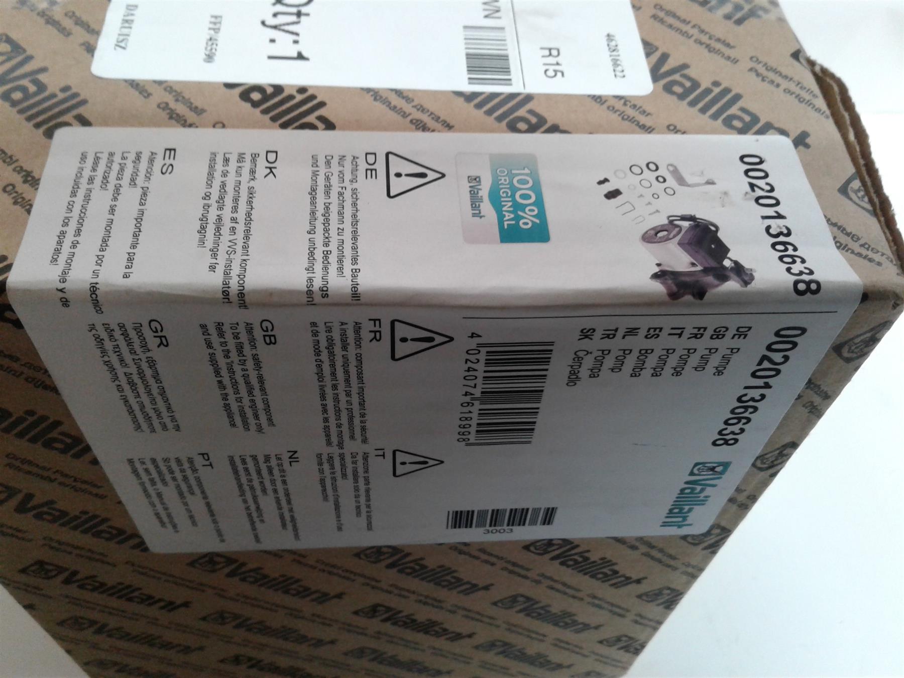 New Vaillant VUW Ecotec Pro Pump 0020136638